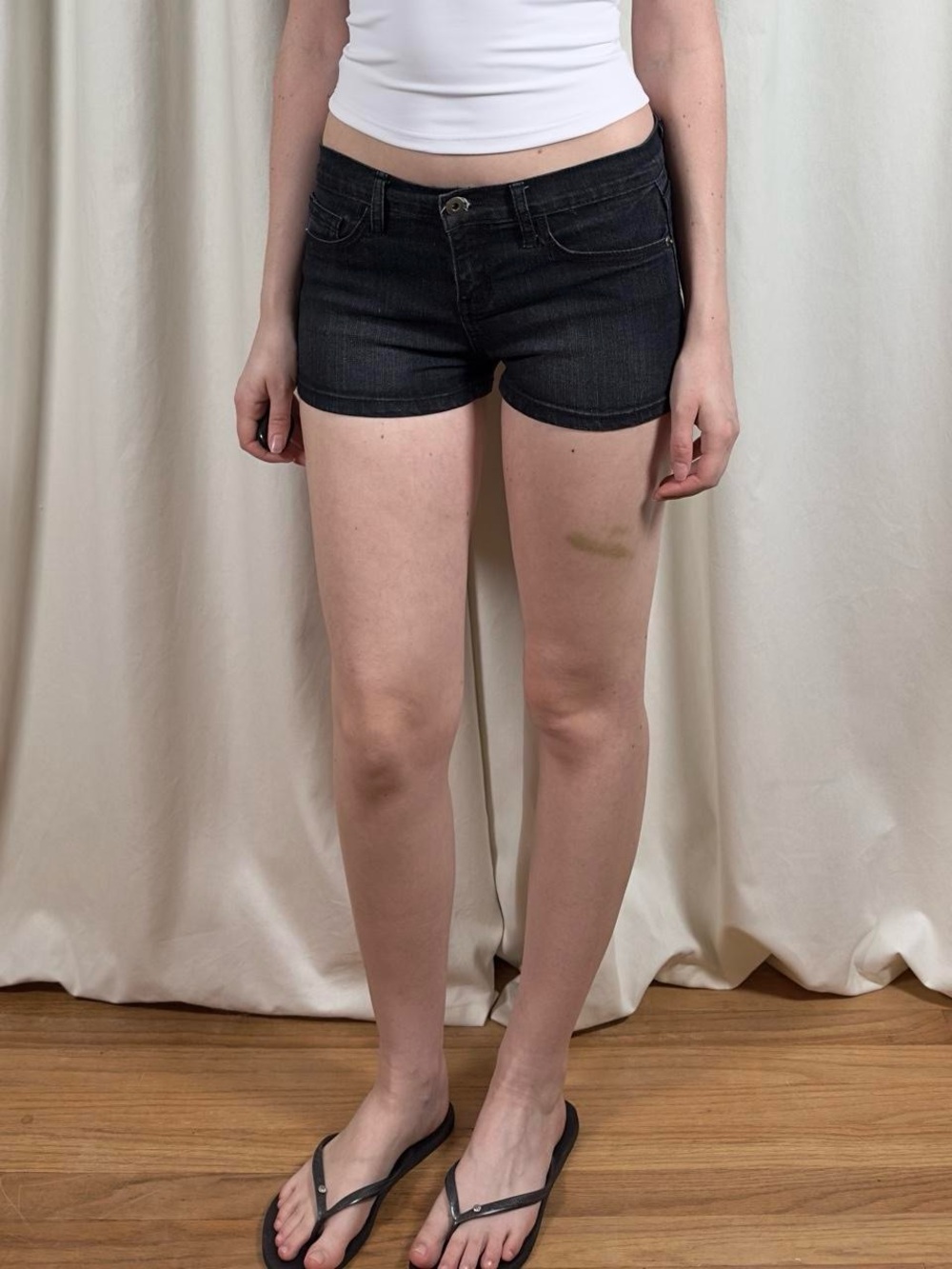 Low Rise Mini Jean Shorts - Picture 3 of 8